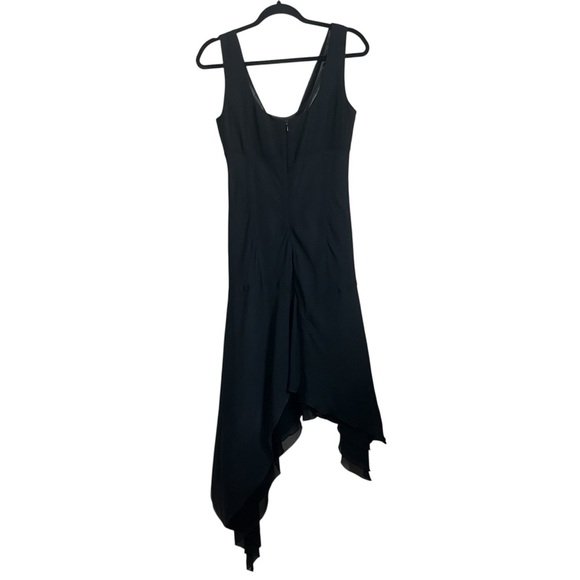 WHBM Silk Asymmetrical Hem Drape Neck Black Dress Size 6 - Picture 2 of 7